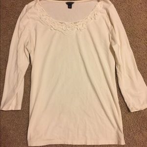Ann Taylor Cream medium top. Lace detail
